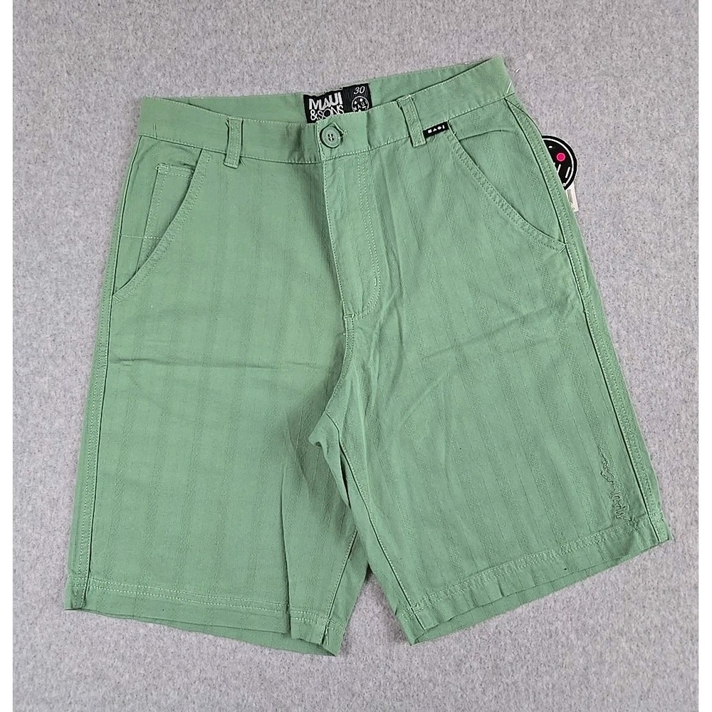 Maui And Sons Shorts Mens Size 30 Green Cotton Surfer‎ Cinco NWT